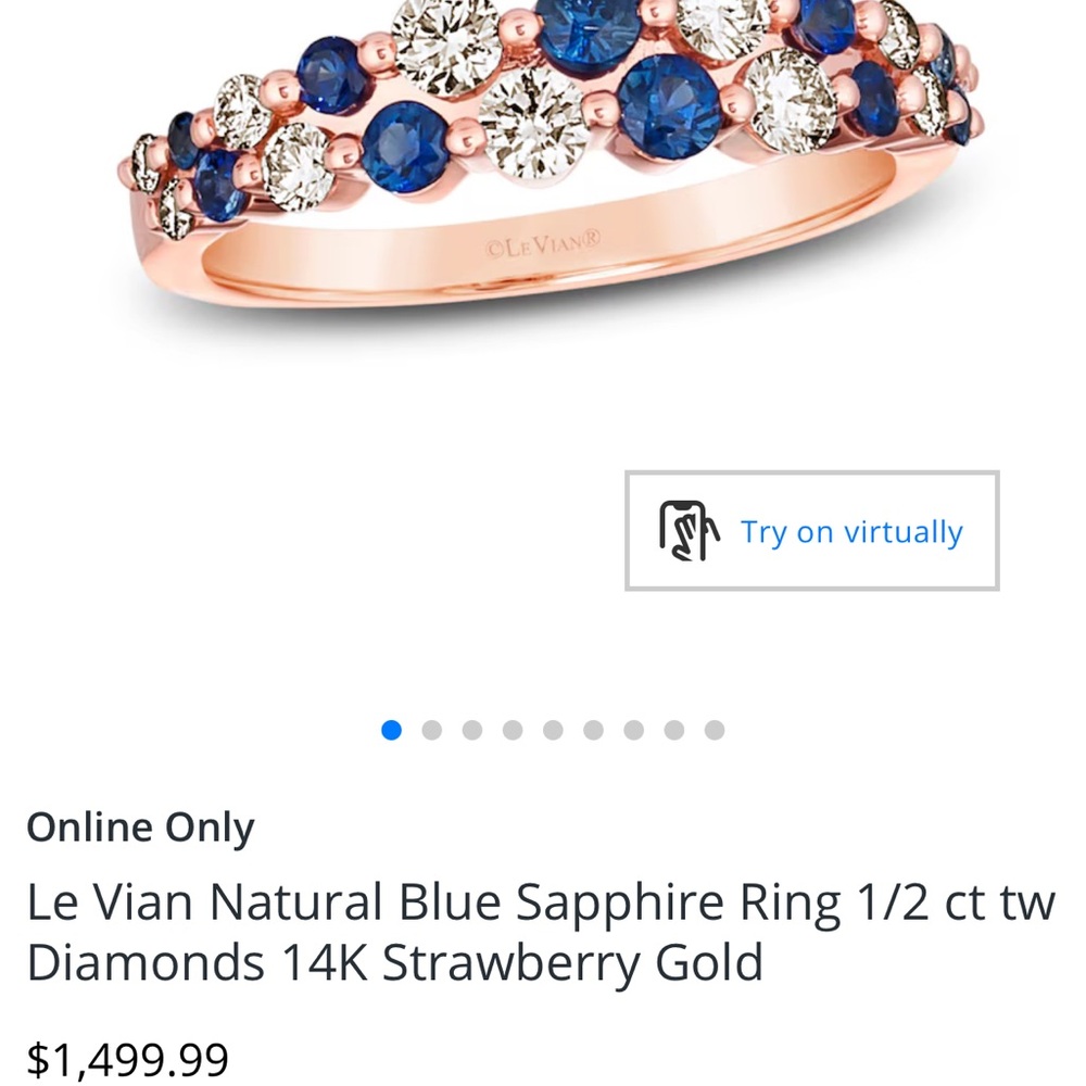 Levian Blue Sapphire and Diamond Ring in 14K Strawberry Gold